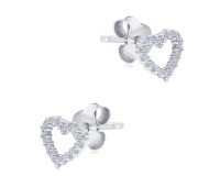Heart Surrounded Crystals Silver Stud Earring STS-6330